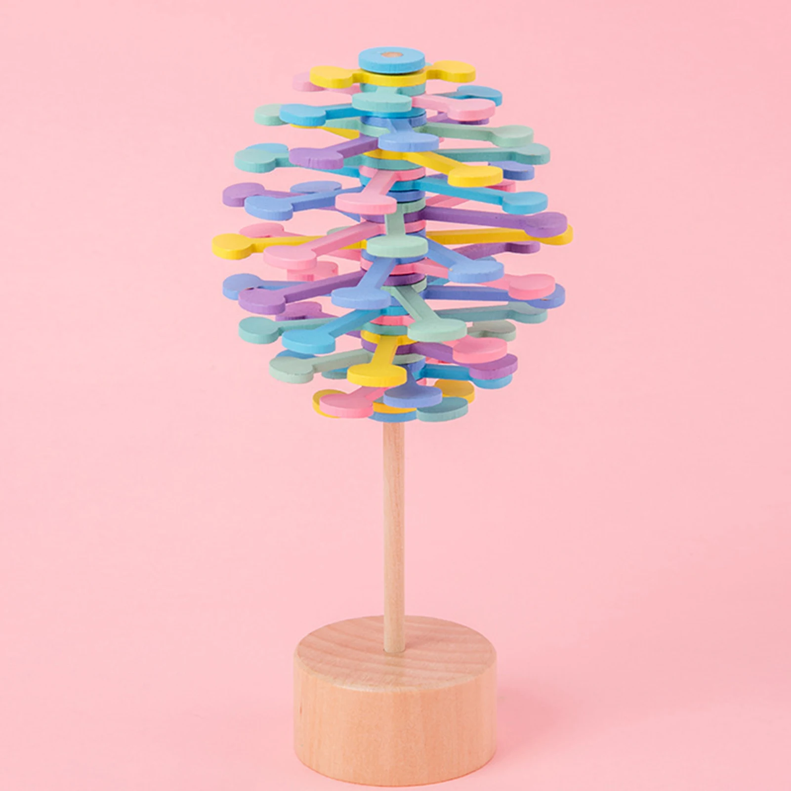 

Wooden Antistress Toy Fidget Spinning Lollipop Toy Rainbow Montessori Decompression Toys For Adult Kids Gift