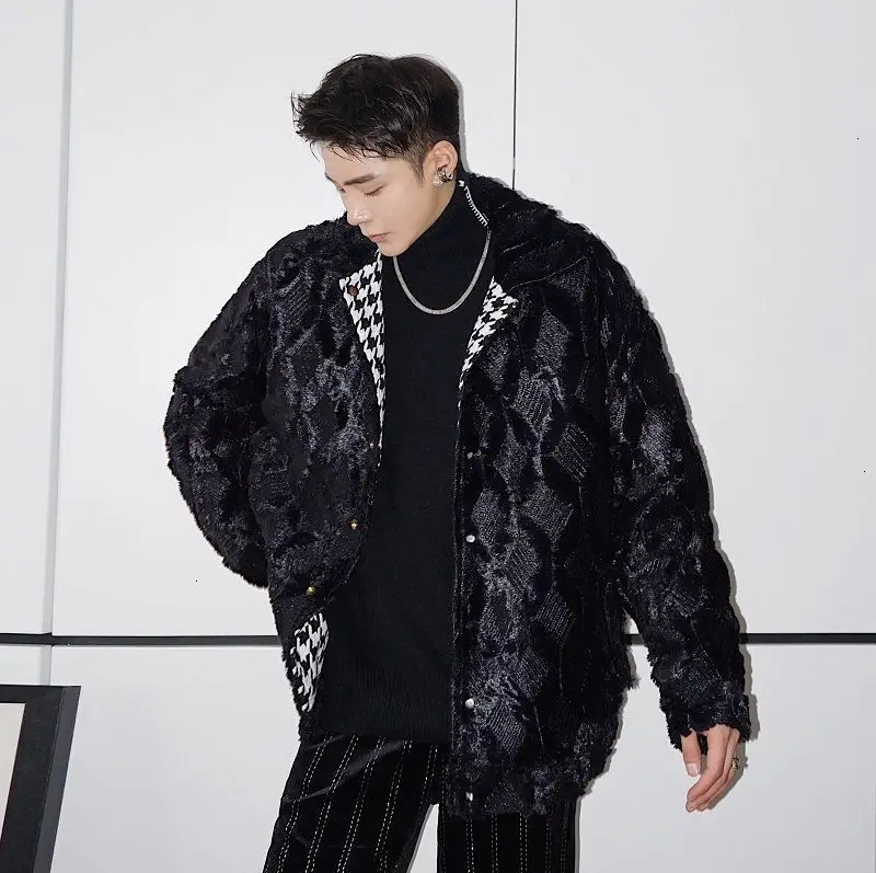 

Men's Jackets 2020 Winter New Man Embroidered Plaid Korean Streetwear Coats Man Clothing