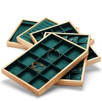 new arrival wooden jewelry tray green jewellery organizer storage display stand holder rack showcase shelf fit most room space