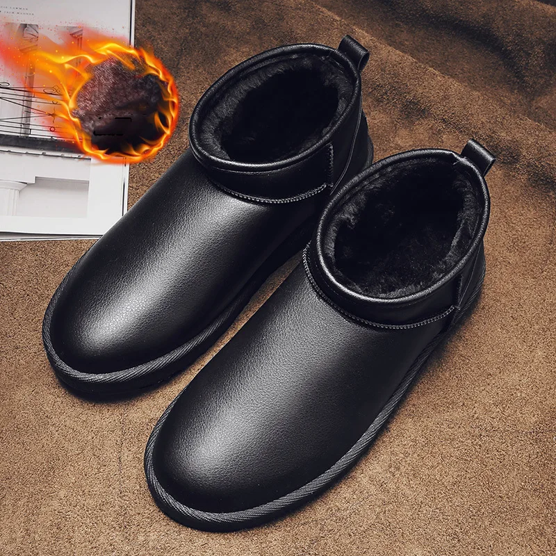 

QZHSMY/мужские зимние ботинки; Хлопковая обувь; Плюшевые теплые ботинки; Классическая мужская обувь черного цвета; Высокие уличные Нескользящ...