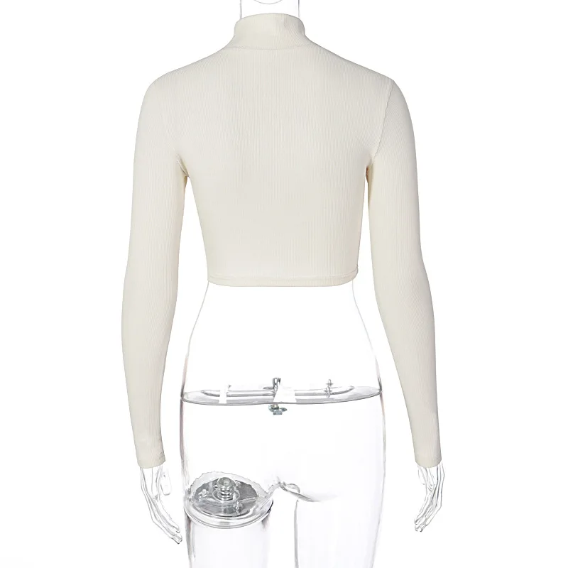 

MissThalia ArtSu Sexy Cut-Out Lady's Tops Slim Long Sleeve Fall 2020 Solid Streetwear Top Tee Shirts Women's Clothing TS52475