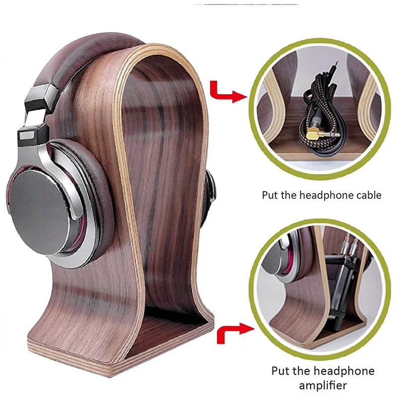 

Wooden U Shape Headphones Stand Headset Stand Gaming Headphone Display Holder Hanger Gift for Gamer, Husband, Friend