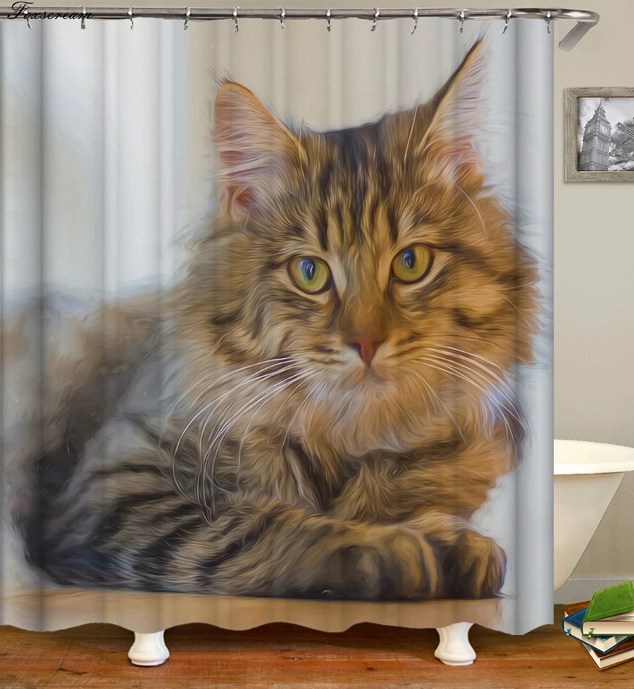 Кошачья занавеска для душа s черная душевая занавеска 3D тканевая занавеска для душа смешная Водонепроницаемая занавеска для душа или коврик