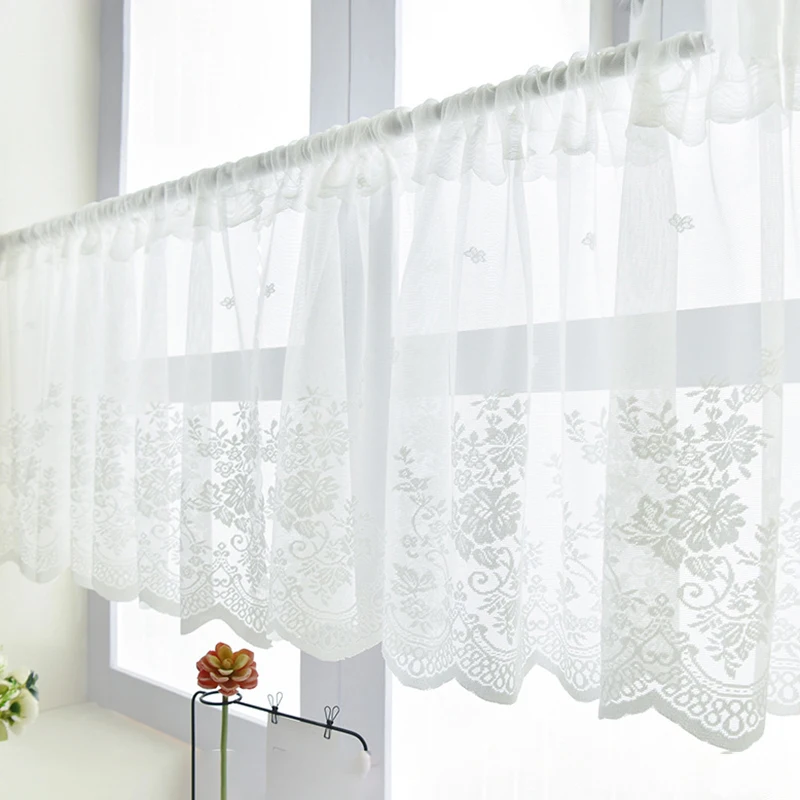 

New Rod Pocket Pure Tulle Curtain for Kitchen Half Drapes Rustic Lace Curtain Cafe Short Entrance Short Panel Bedroom Home Decor