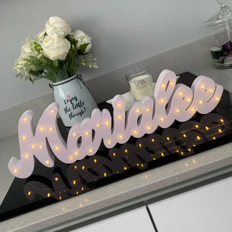 Деревянные буквы светодиодная лампа знак шатер освещение ночник светодиодный