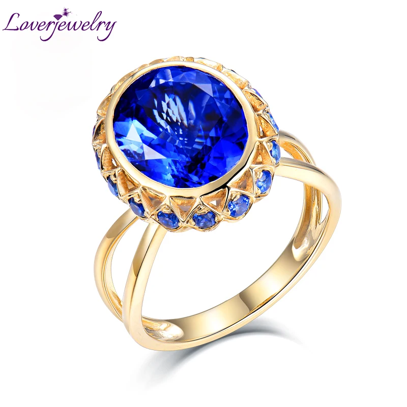 LOVERJEWELRY ювелирные изделия из танзанита Твердые 18Kt желтое золото натуральный