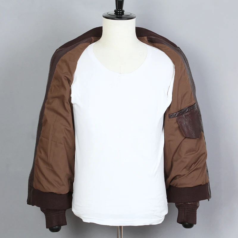 Мода 2020 Натуральная мужская коричневая летная кожаная Тонкая бейсбольная