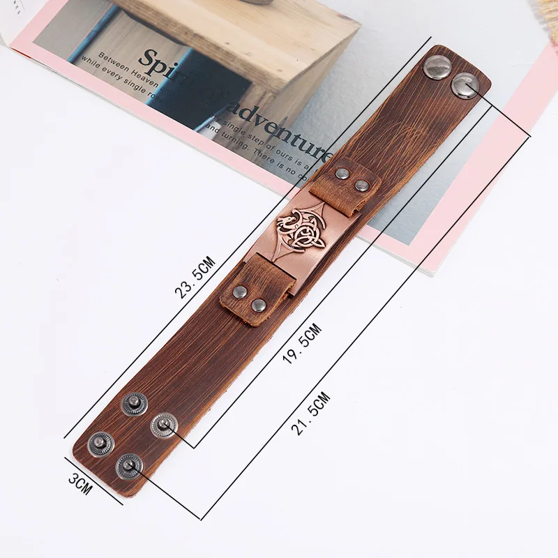 Широкий кожаный мужской Браслет Панк Плетеный веревочный браслет из сплава для