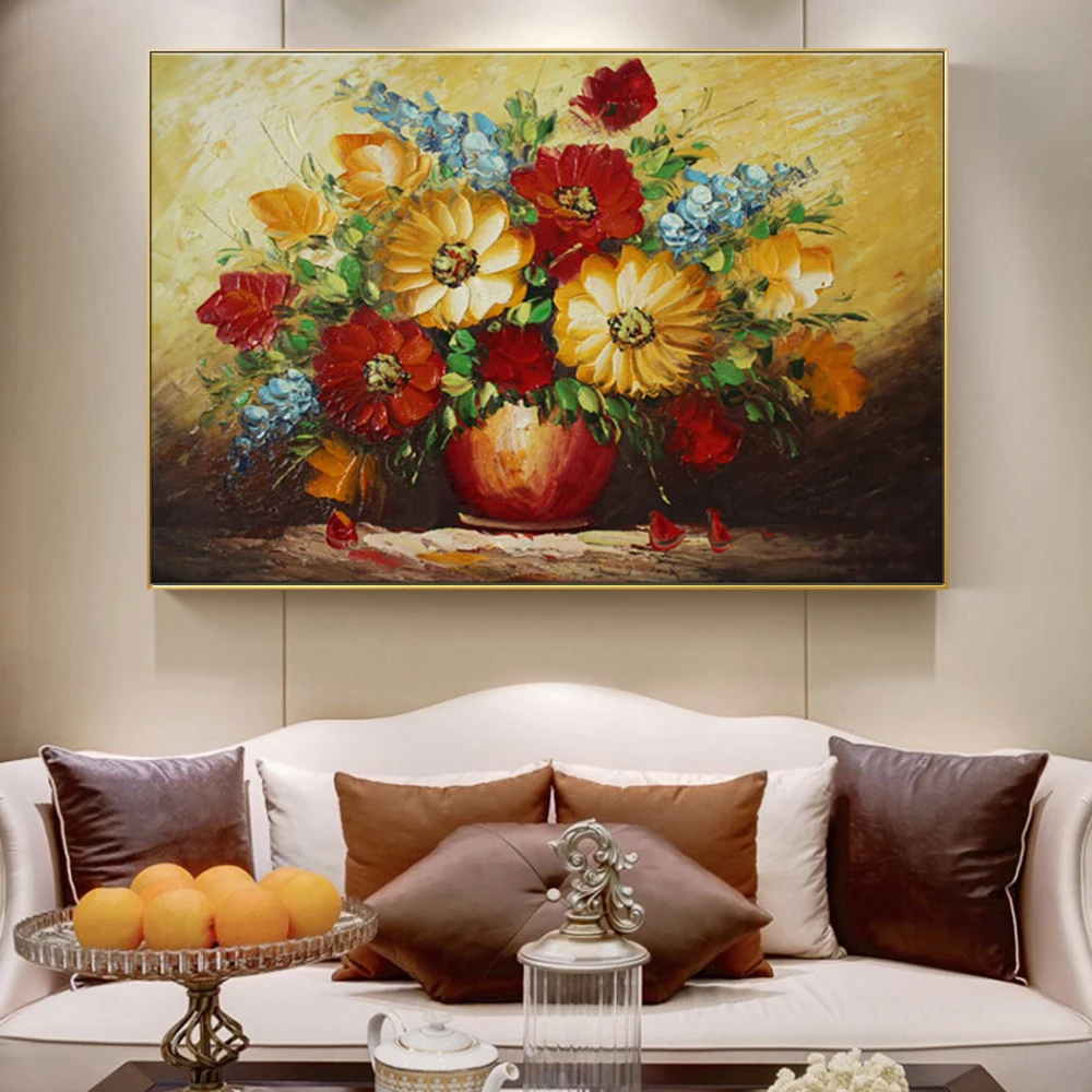 Arthyx ручная роспись нож Цветы Масляные картины настенные художественные для