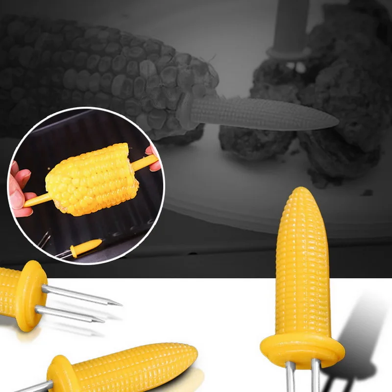 6/8/10/12pcs BBQ Sweetcorn Holder Fork Corn On The Cob Skewers Home Party Cooking Holders Twin Prong | Дом и сад