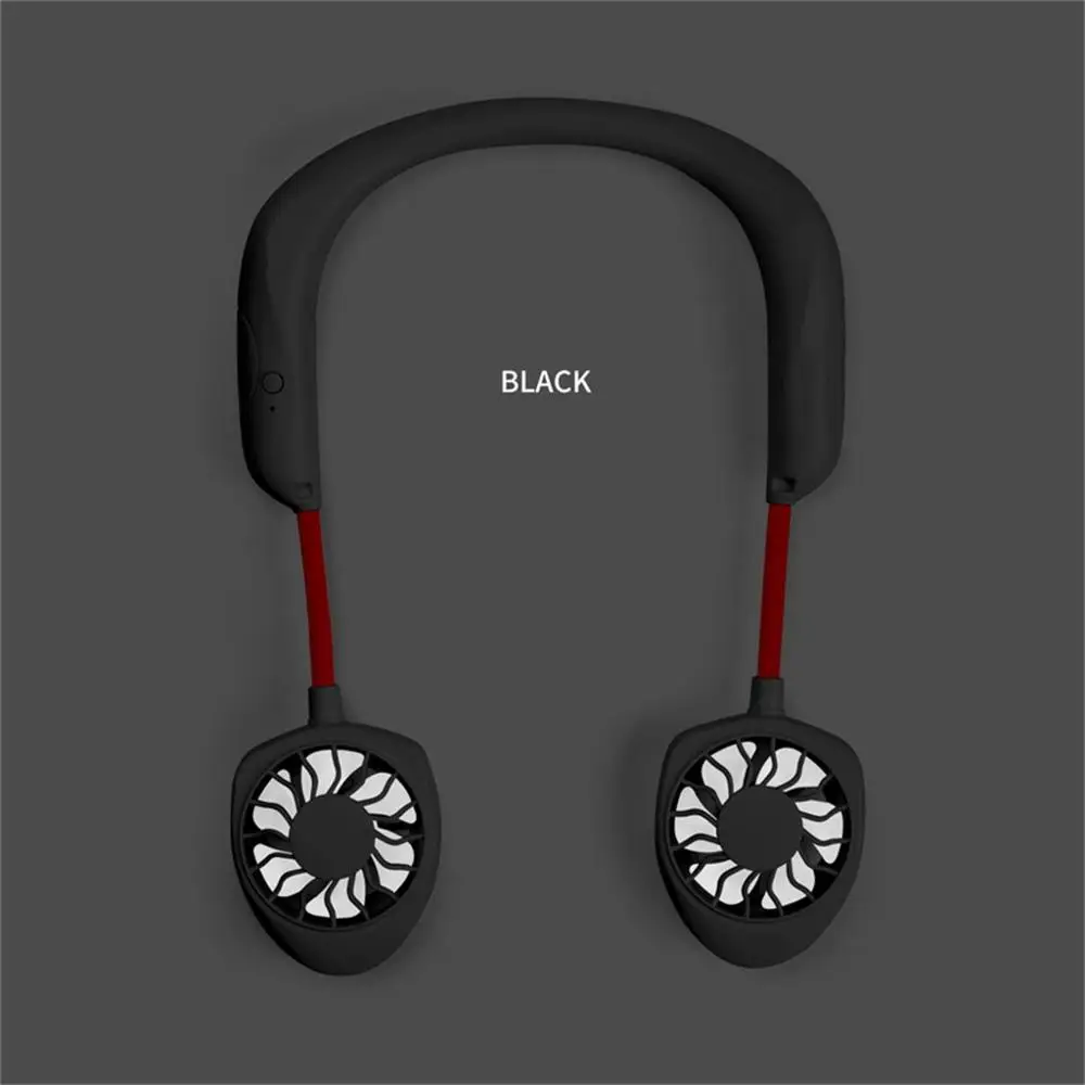 Black Мини портативный вентилятор USB 1200 мАч перезаряжаемый шейный ремешок ленивый шейный подвесной стиль двойные Охлаждающие вентиляторы гаджет Inteligente# GT10 - Цвет: Black