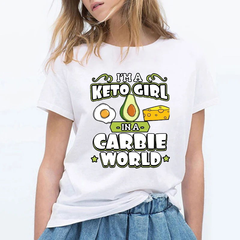 I'm A Keto Girl In Carbie World забавная Дизайнерская футболка с авокадо и карбом для
