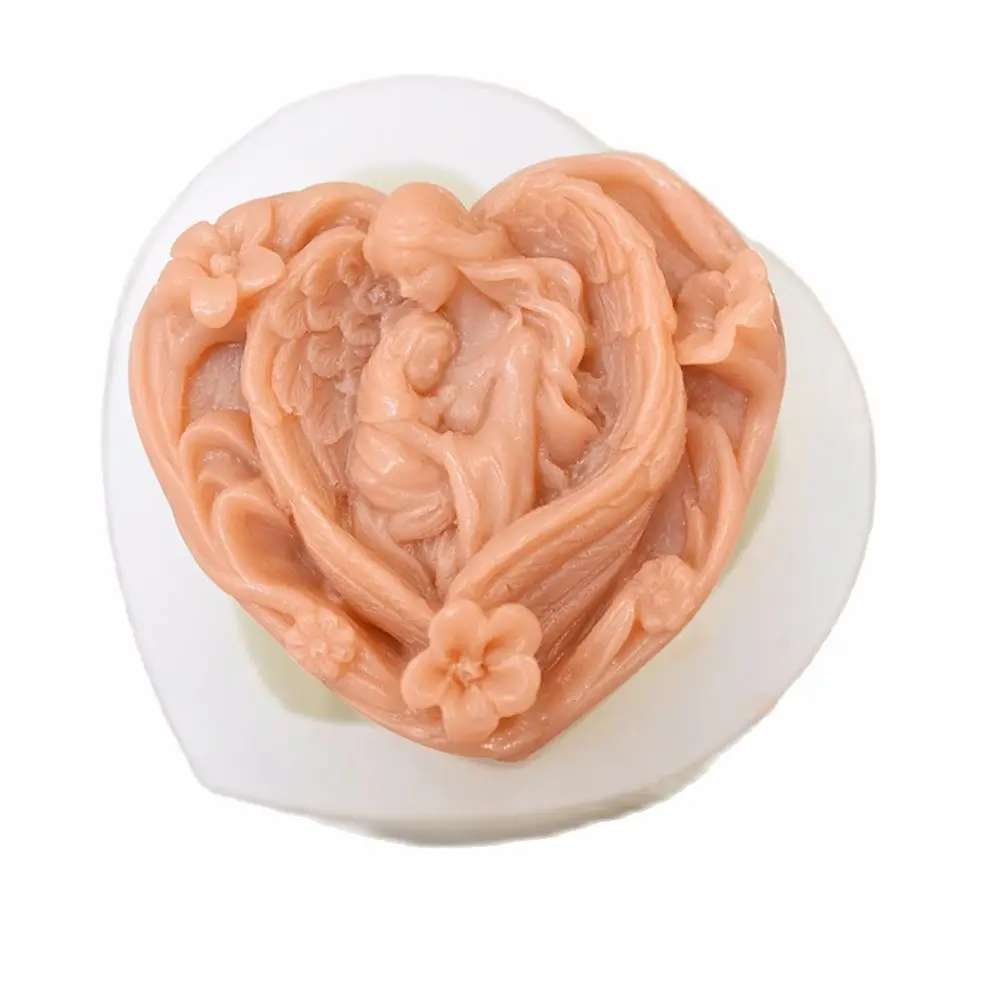 

Heart Shaped Mother and Child Silicone Mold 3D Angel Guardian Baby Handmade Soap Mould