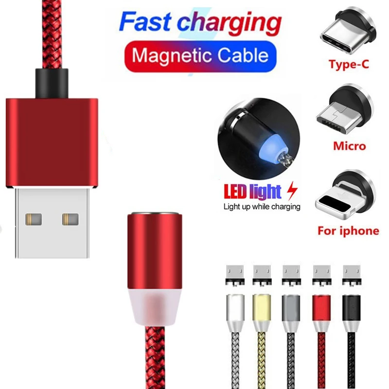 Магнитный зарядный кабель Lighting для iPhone XS X 8 7 Micro USB Xiaomi Redmi 6a Note 5a 5 Type c Huawei P20|Кабели