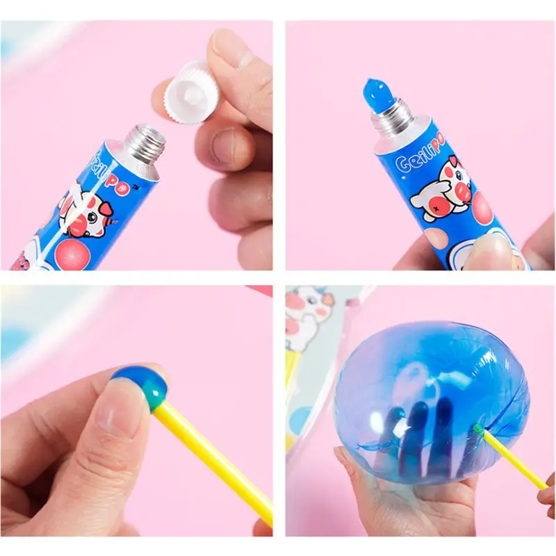 Safe Magic Bubble Glue Toy Blowing Colorful Bubble Ball Plastic Balloon Space Balloon Safe Practical Jokes Kids Toy Won't Burst