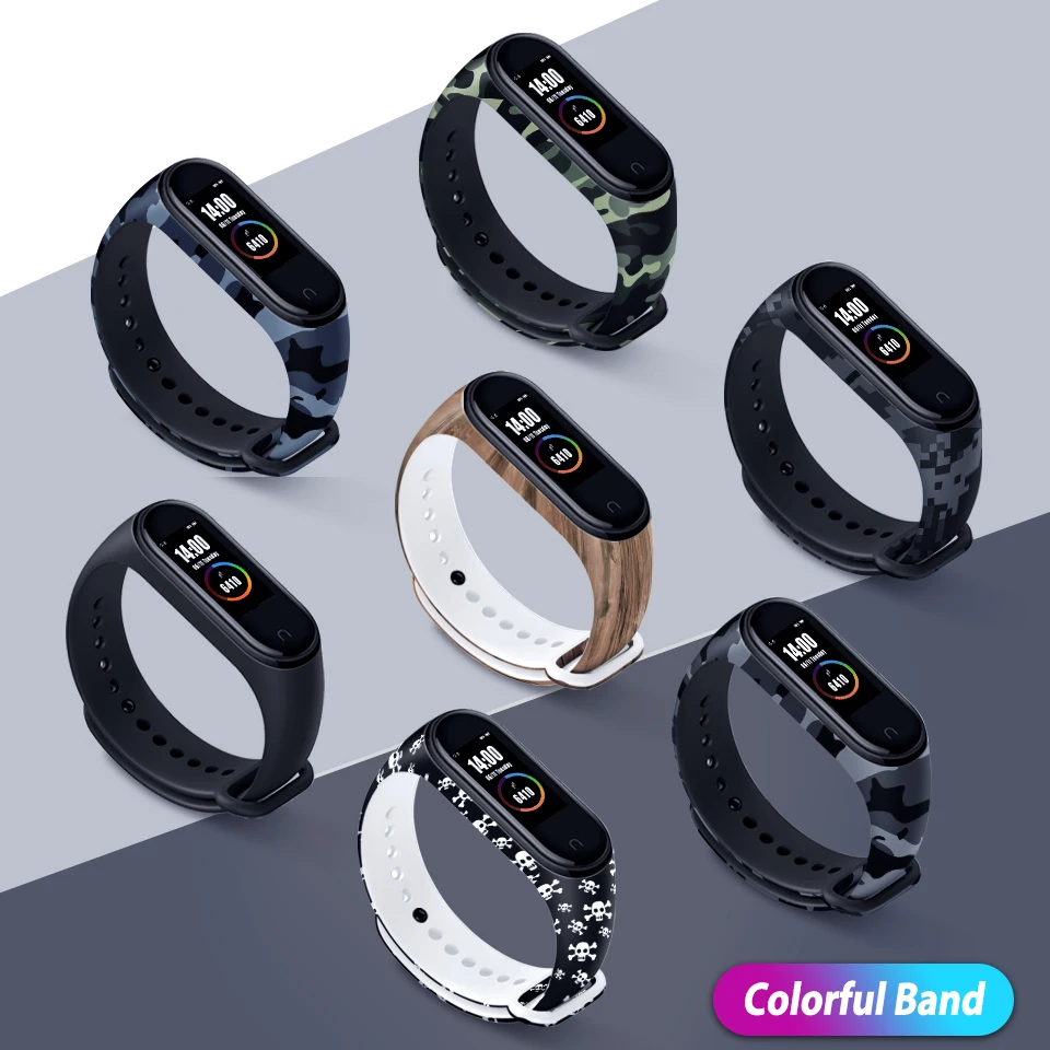 Ремешок для xiaomi mi band 4, ремешок на ремешке 3, силиконовый цветной милый браслет на запястье, камуфляжный браслет на mi Band 4, ремешок 3, Новинка