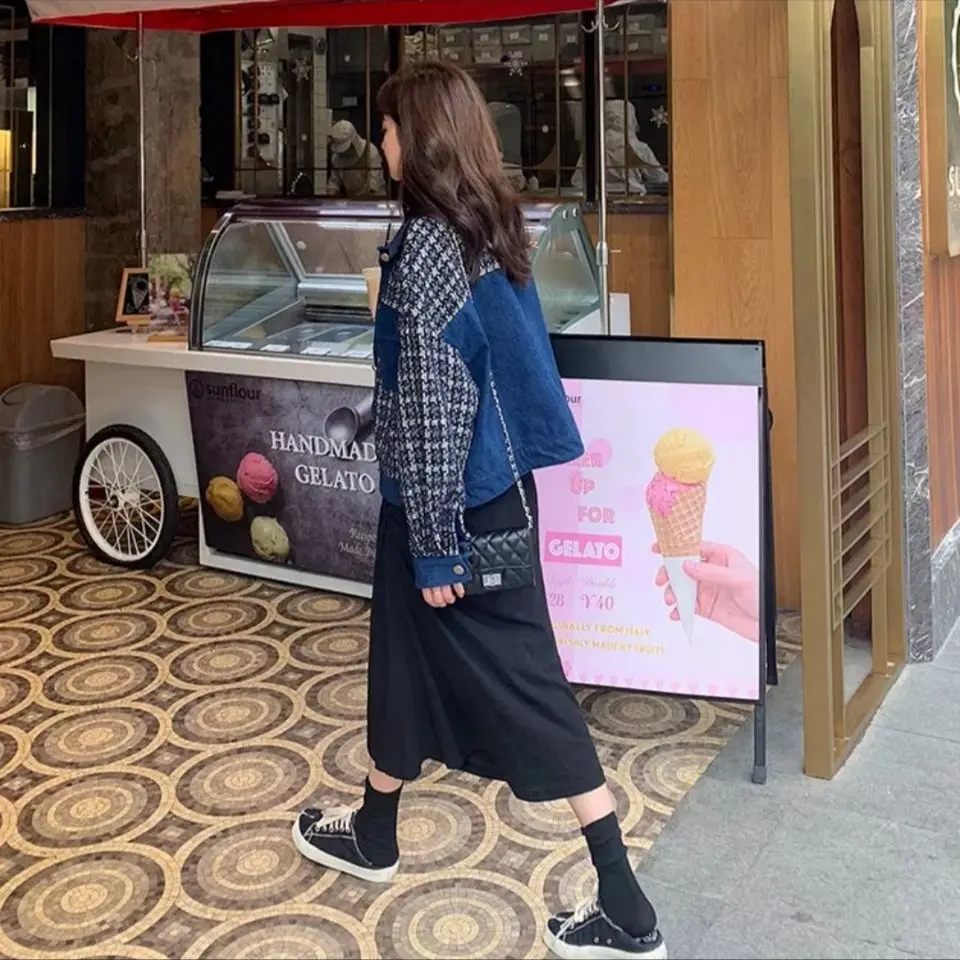 Изящное популярное джинсовое пальто женская короткая Свободная куртка модная