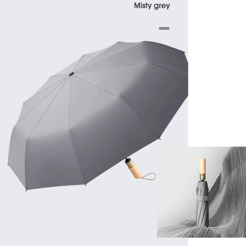 

Открытый большой зонт, прочный ветрозащитный мужской деловой полностью автоматический зонт 10K, зонты от дождя с деревянной ручкой