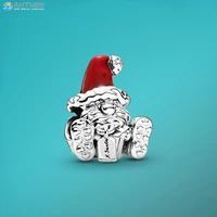 ahthen 925 sterling silver beads seated santa claus present charm fit original pandora bracelets for women jewelry making gift