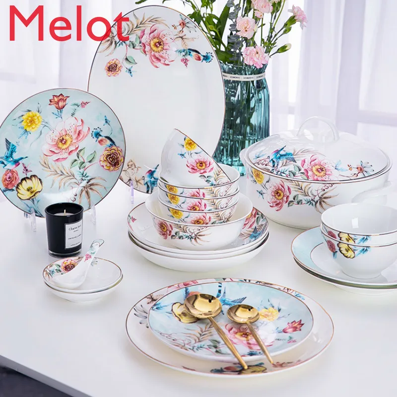 

Набор из китайских искусственных керамических мисок и палочек для еды, посуда для домашнего использования