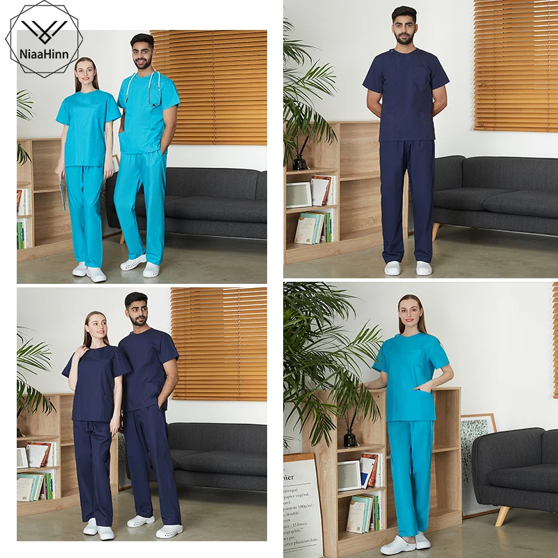 

unisex Laboratory clothes Sets Pet grooming Short-sleeved Uniform Suits Beauty Salon scrubs Workwear Overalls Clothes wholesale