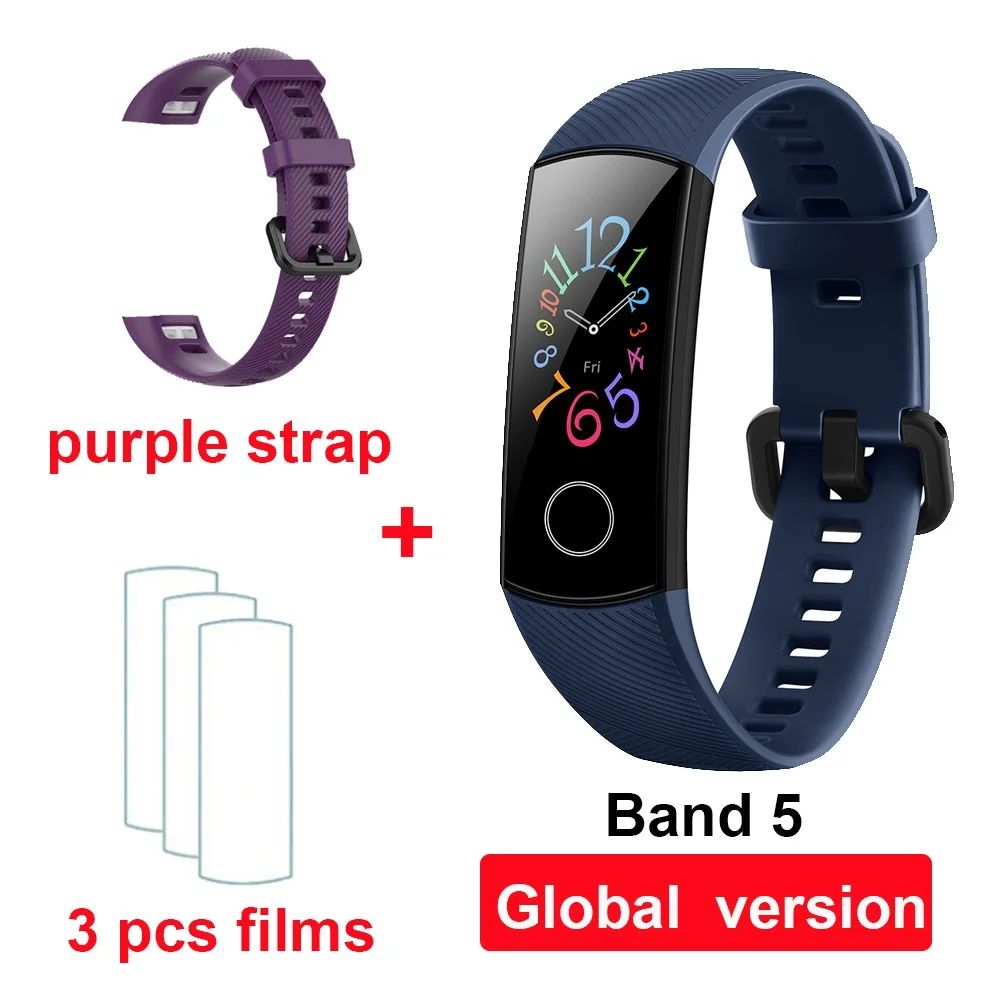 blue GL purple Huawei Honor Band 4 Band 5 умный Браслет Globle Версия 50m водонепроницаемый фитнес-трекер монитор сердечного ритма во время сна Smart Wirstband - Цвет: blue GL purple