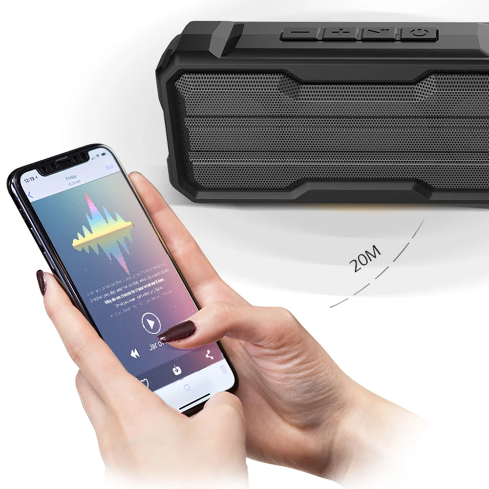 

Portable Mini Bluetooth Speaker Dual Driver with Noise-Cancelling Mic Supports USB/TF Card/AUX