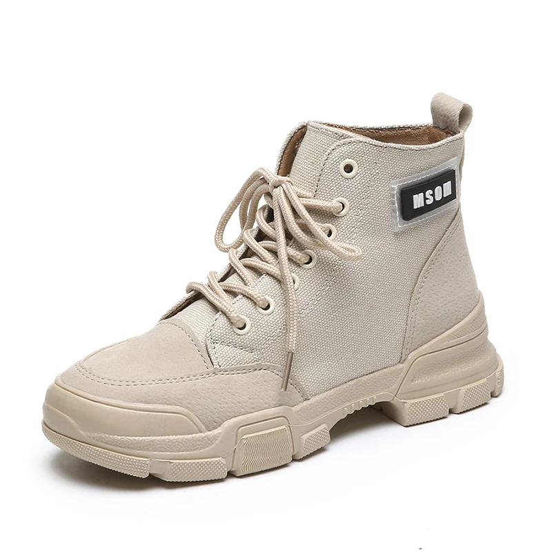 Весна Осень 2020 новые стильные ботинки Martin женская дышащая парусиновая обувь на