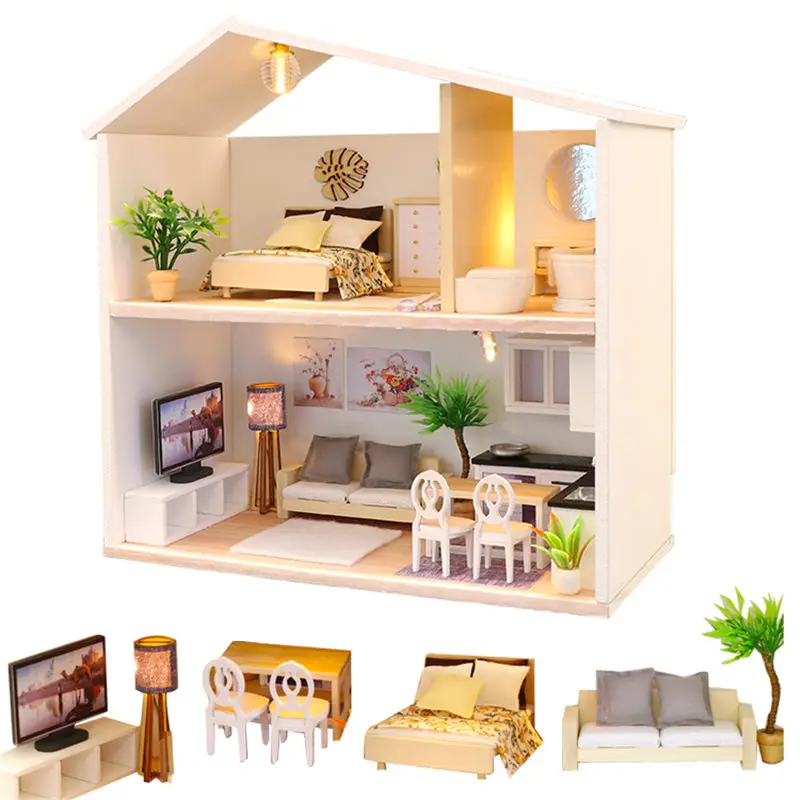 Кукольный домик 1:12 миниатюрный набор для ванной из дерева diy дом детские игрушки