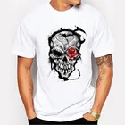 Классическая белая футболка STRAYDOGS для мужчин, модная футболка с принтом черепа зомби и красной розы