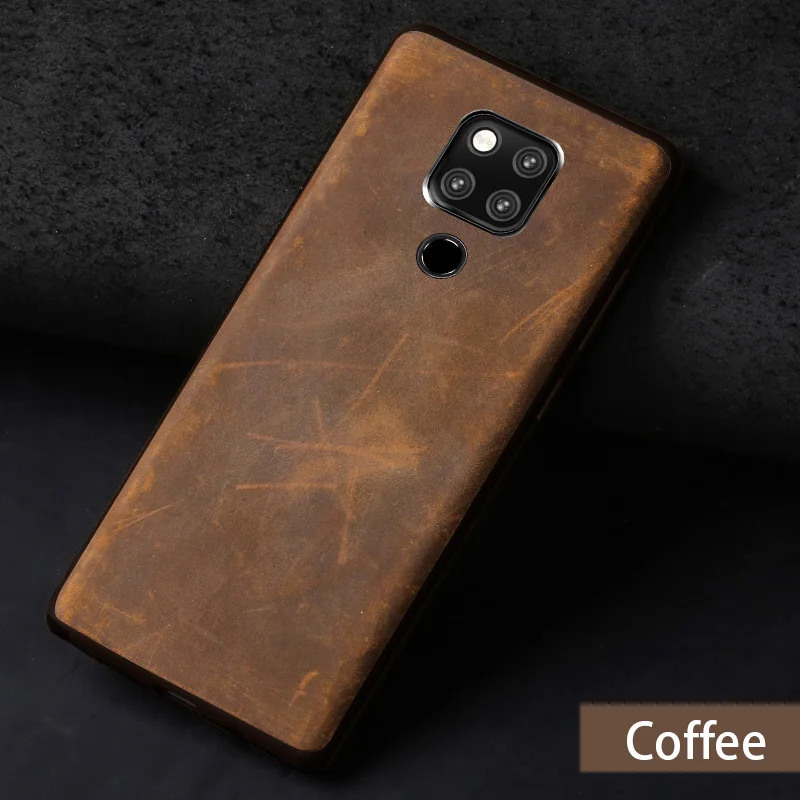 Чехол для телефона из воловьей кожи для huawei mate 9 10 20 Pro P10 P20 P30 Lite Crazy Horse, задняя крышка для Honor 8X9 10, чехол с текстурой - Цвет: Coffee