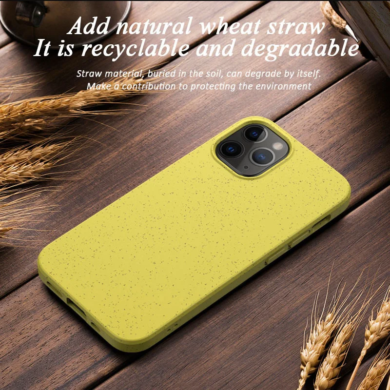 

Wheat straw Phone case For iPhone 13 12 11 Pro Max XS XR 7 8 Plus Solid color Soft Silicone Candy Colors Cover Cases Fundas