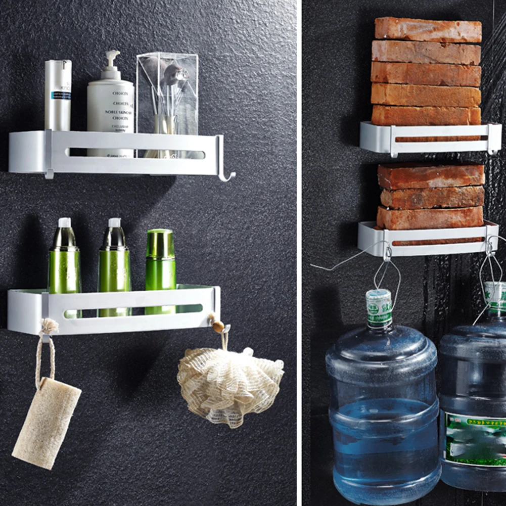 Держатель с крючками шампунь без сверления органайзер для душа алюминиевая