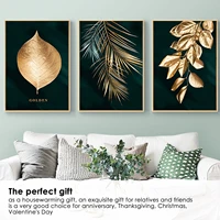 nordic decoration golden leaf canvas abstract painting wall art poster and print decorative pictures for living room home decor