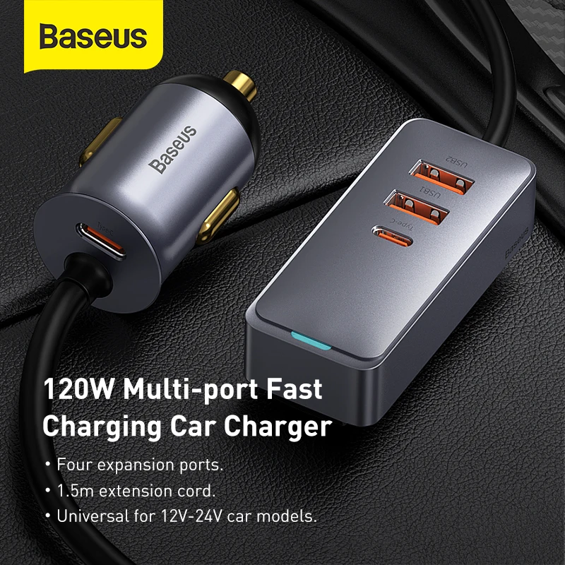 baseus 120w pd car charger quick charger qc 3 0 pd 3 0 for iphone 13 12 samsung type c usb charger portable usb phone charger free global shipping