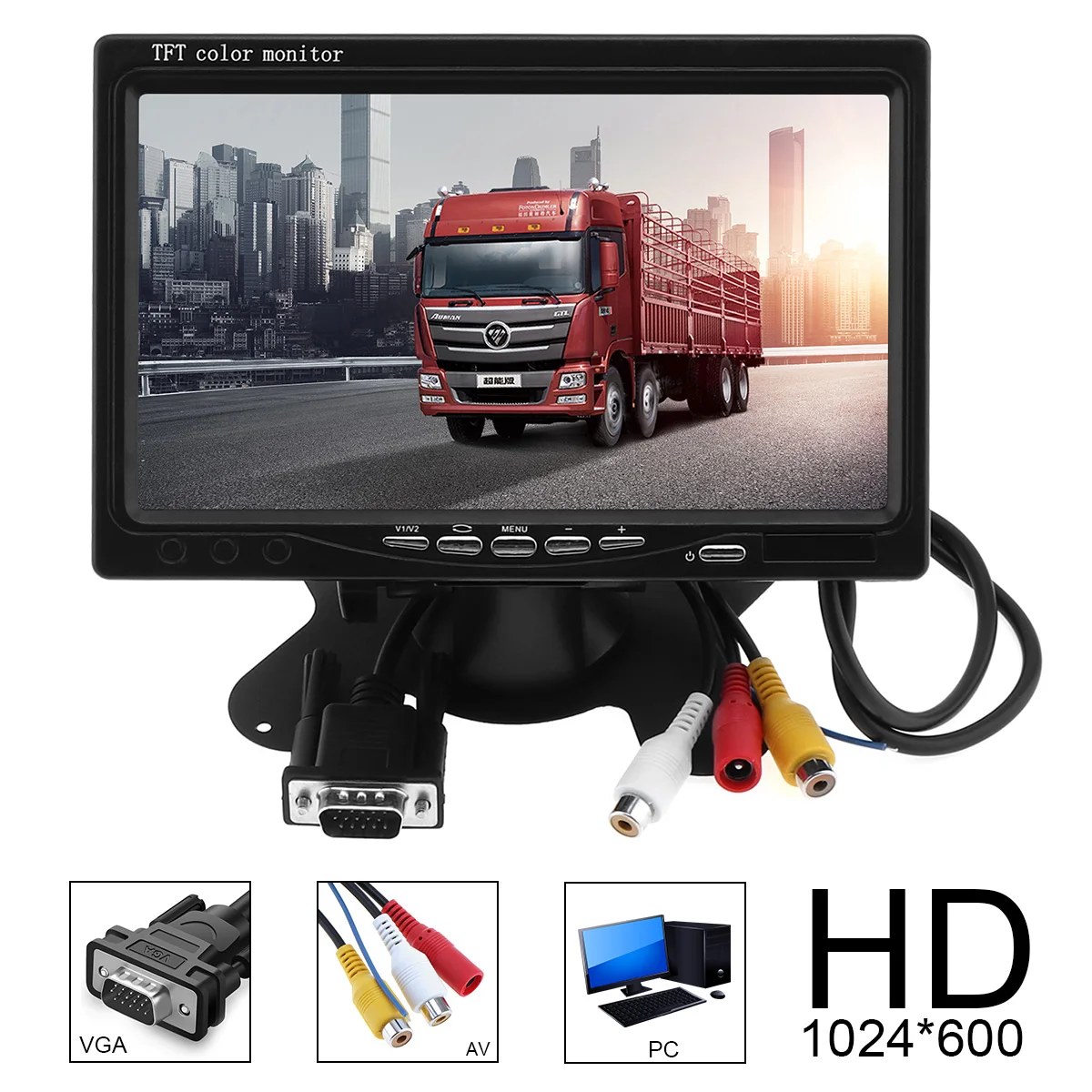 1024x600 7 дюймов ультра тонкий TFT lcd HD монитор Аудио Видео AV автомобильный домашний монитор яркий цвет с VGA интерфейсом