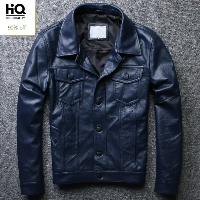 Высококачественная Мужская куртка пилота из натуральной яловой кожи тонкий