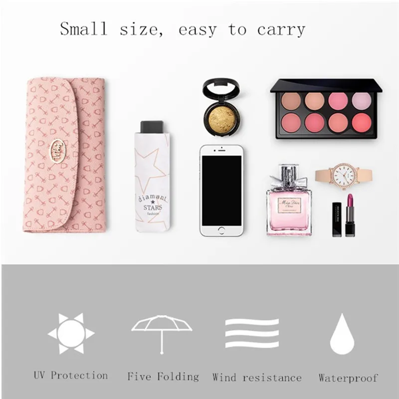 

Five Pointed Star Windproof Women Rain Umbrella Men Mini Pocket Five Folding Small Parasol Umbrellas for Children