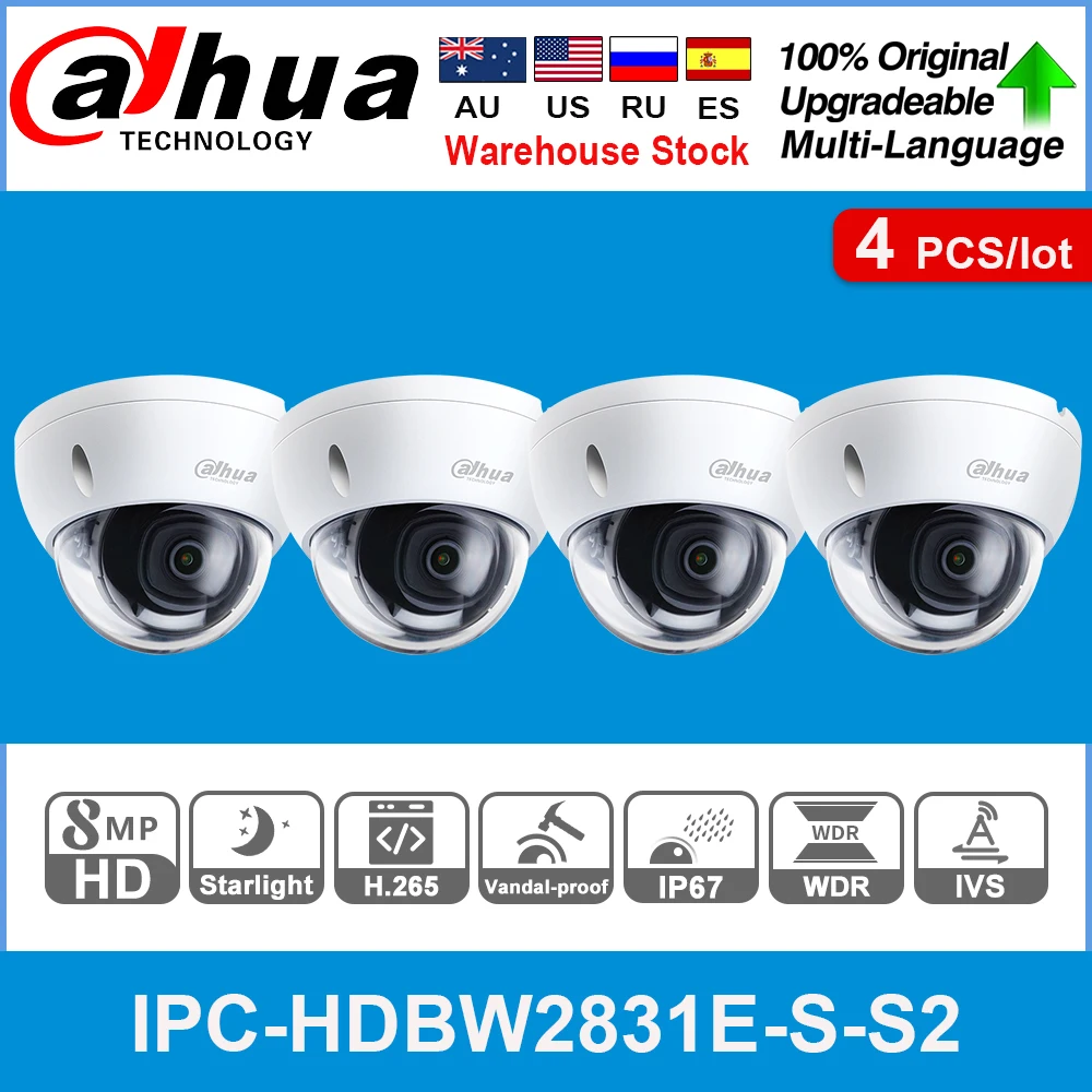 Сетевой видеорегистратор Dahua оригинальный IPC HDBW2831E S S2 8MP 4K POE IP камера Слот для