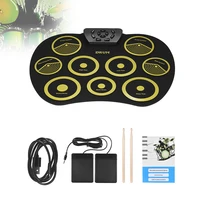 portable electronic 9 pads roll up silicone drum with drumsticks and sustain pedal children students practice drums