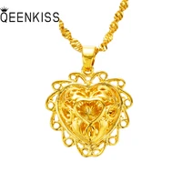 qeenkiss pt572 fine jewelry wholesale fashion woman girl birthday wedding gift vintage heart 24kt gold pendant charm no chain