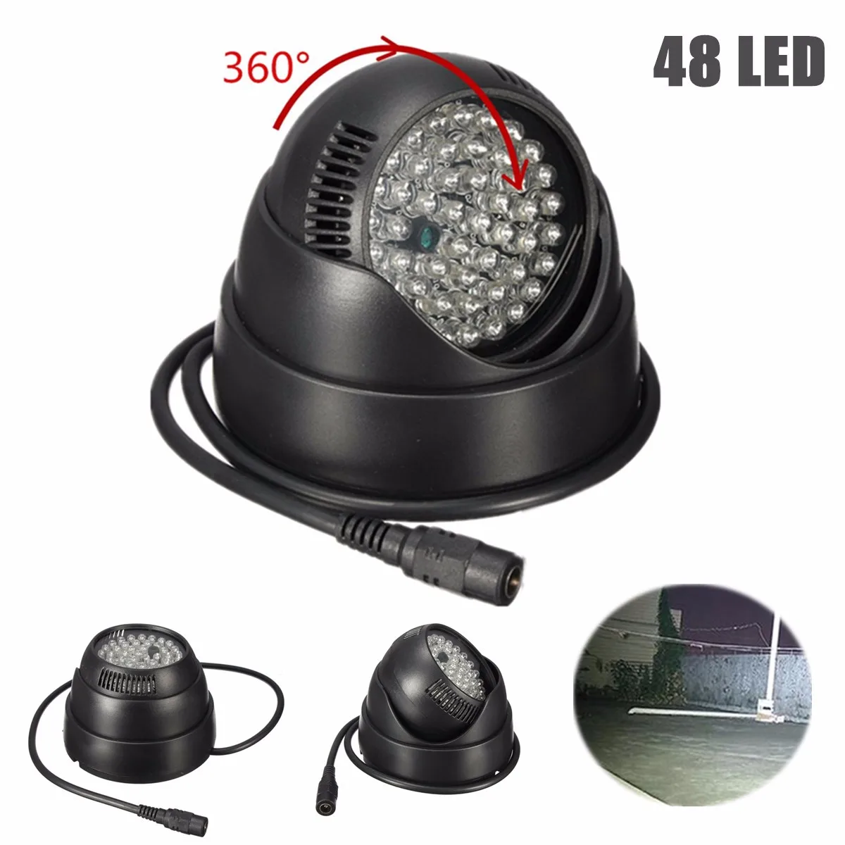 

360 градусов Поворот 12V 48 светодиодный осветитель Светильник ИК инфракрасный Ночное видение помочь светодиодный светильник Корпус для видео...