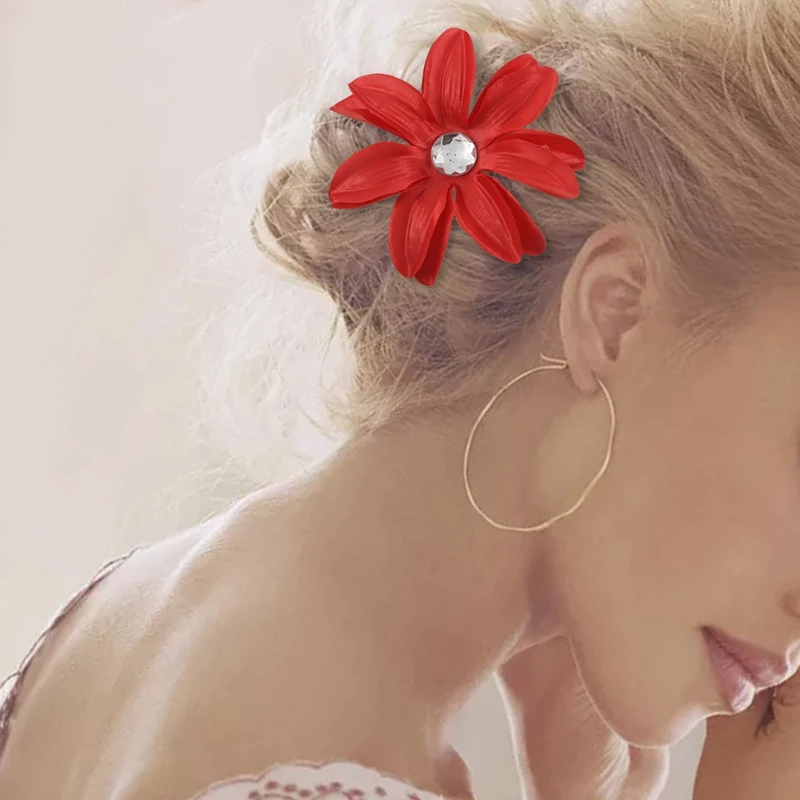 Заколка для волос с цветком лилии и стразами маленьких девочек-красный | Женская