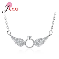 fantastic full austria crystal paved wing charm choker necklaces 925 sterling silver cubic zircon women fashion accessory