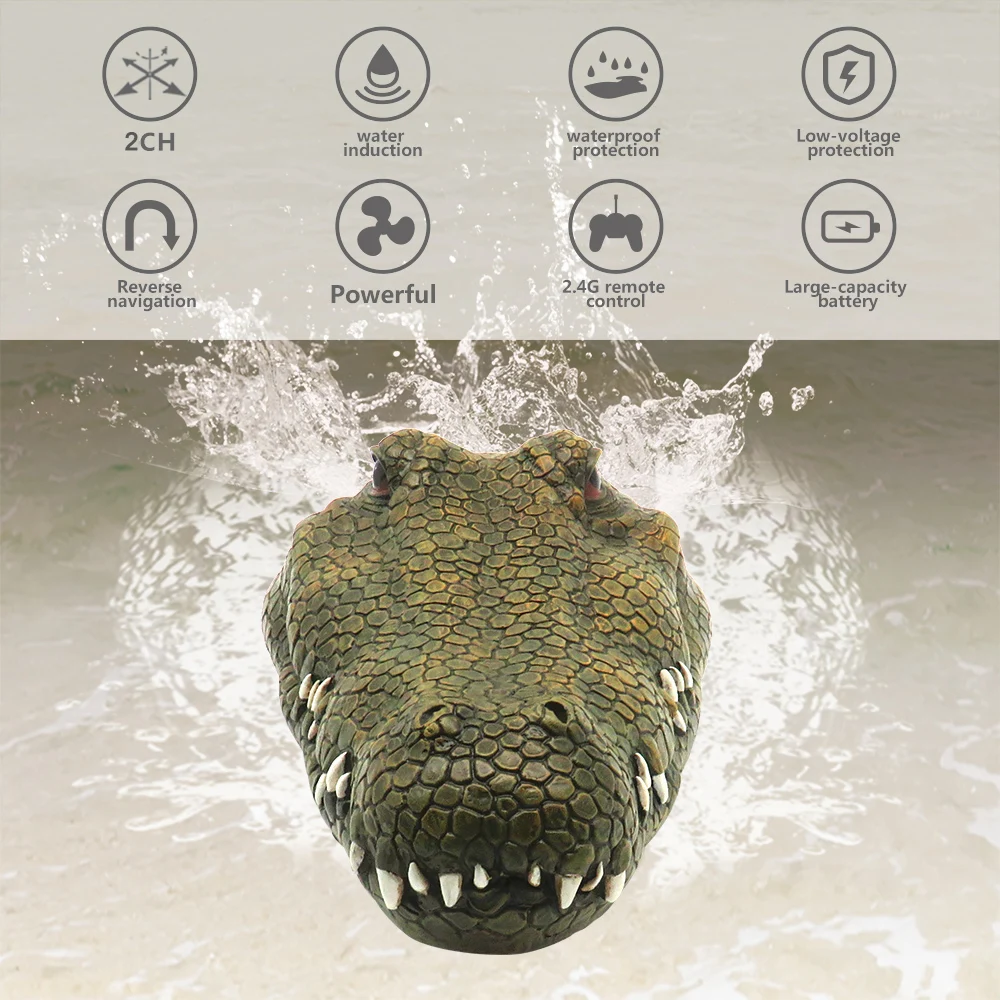 

Flytec V002 V005 RC Boat 2.4G Remote Control Electric Racing Boat for Pools with Simulation Crocodile Head Spoof Toy For Adults