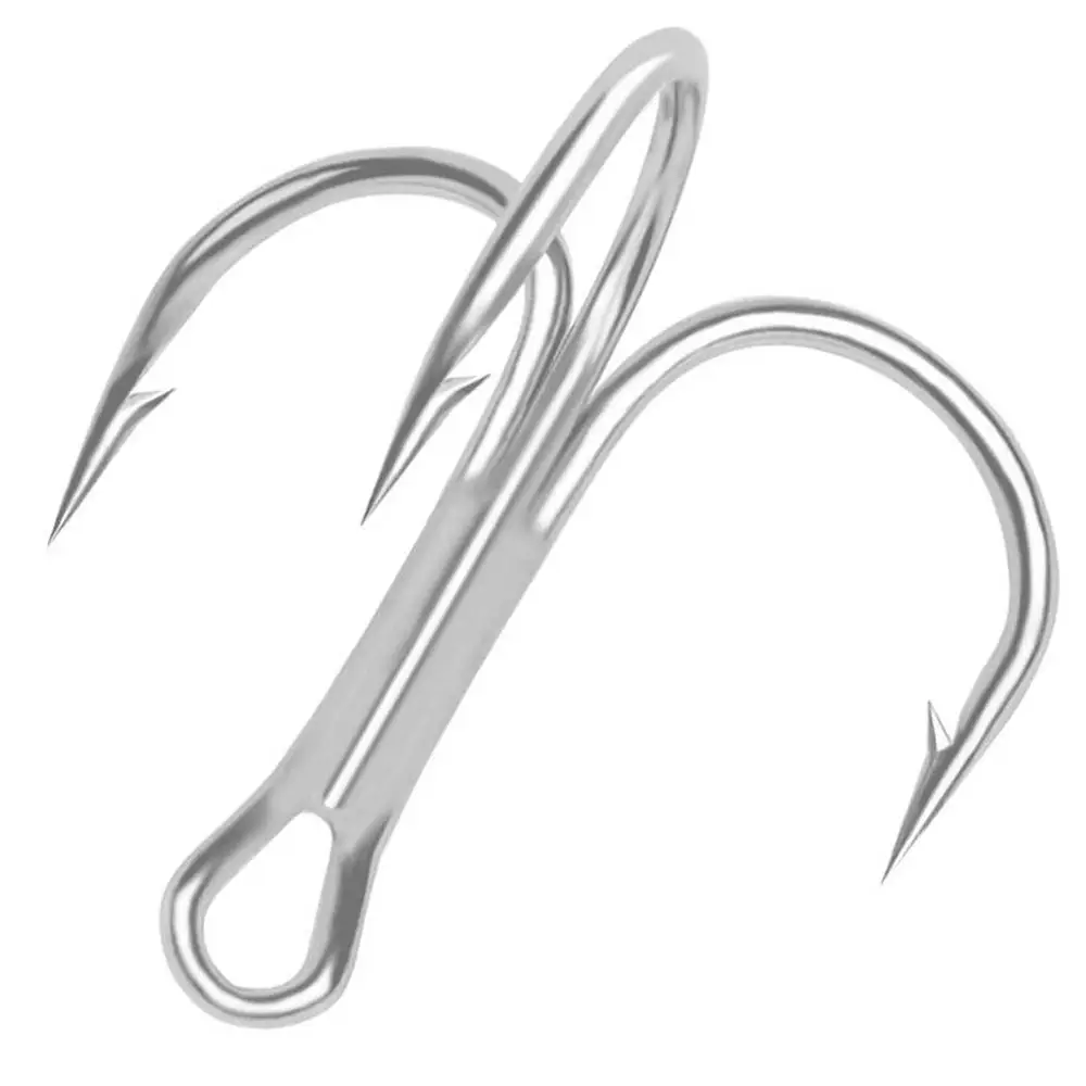 

100 шт. рыболовные крючки из высокоуглеродистой стали, тройные перевернутые снасти, тройной острый крючок с круглым изгибом, красного и сереб...