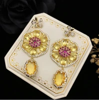 women flower earrings hollow lemon petal luxury long tassel s925 silver needle earrings