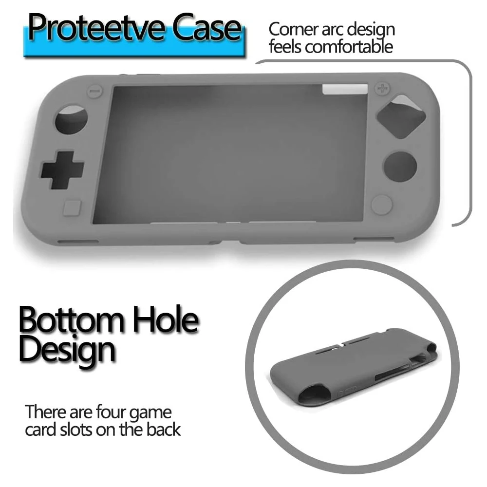 Case for Nintendo Switch Lite, Switch Lite Skin Accessories Kit Protective Light Slim Silicone Case Cover Shell Protector