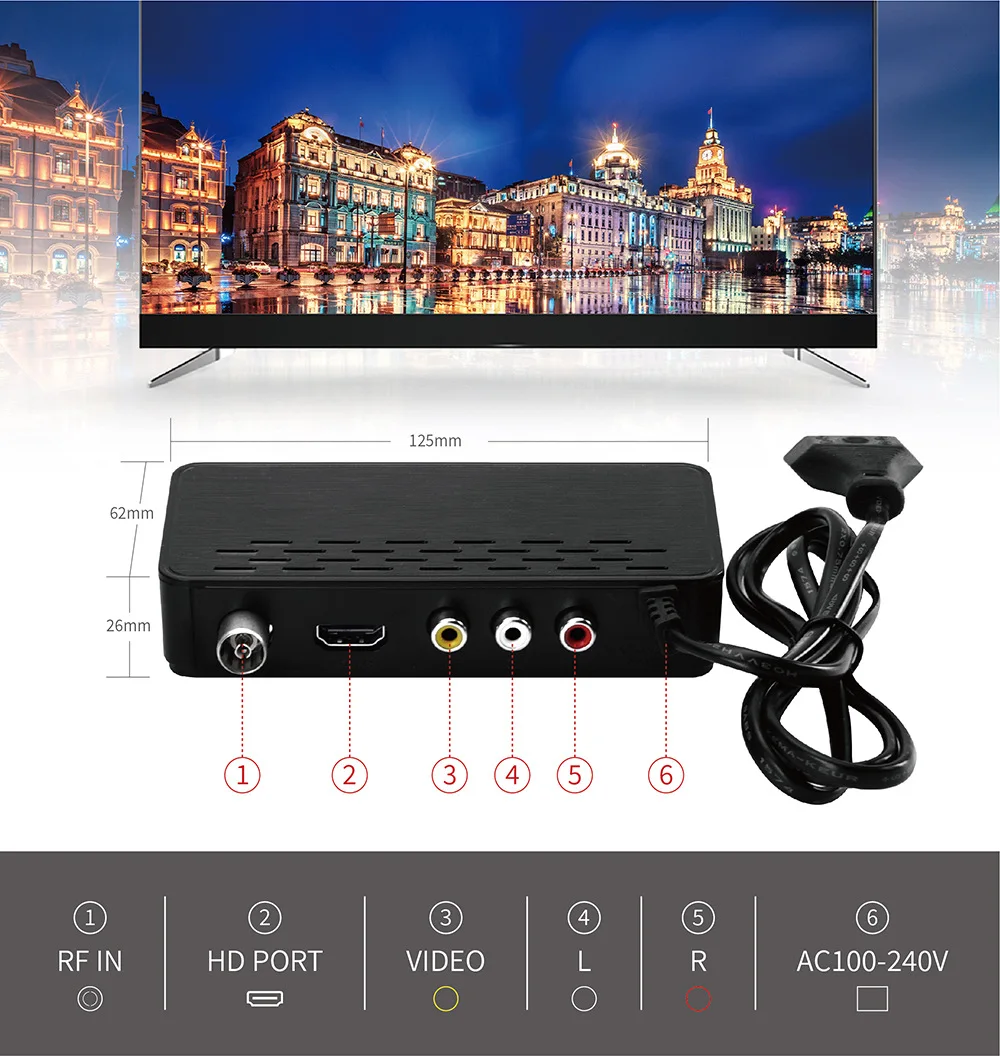 DVB-T2 Tuner Receiver HD 1080PSatellite Decoder TV DVB T2 C USB Built-in Russian Manual For Monitor Adapter | Электроника