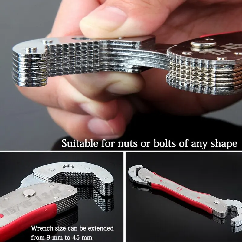 

1 Set 9-45mm Adjustable Multi-function Magic Wrench Purpose Spanner Tools Quick Snap For Plumbers Multifunction Spanner